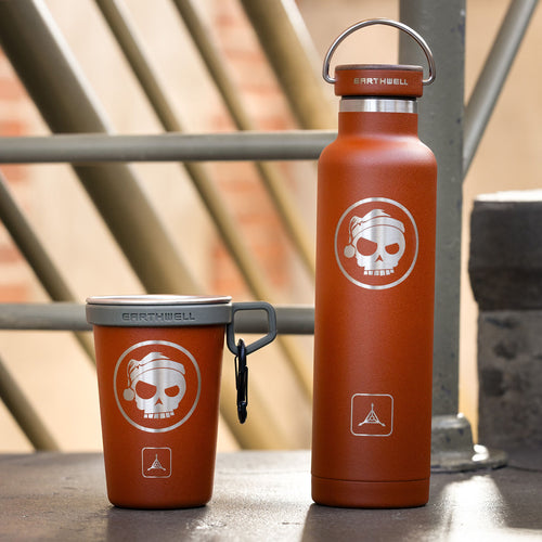 Earthwell 22oz Insulated Mean Skull Santa TAD Edition