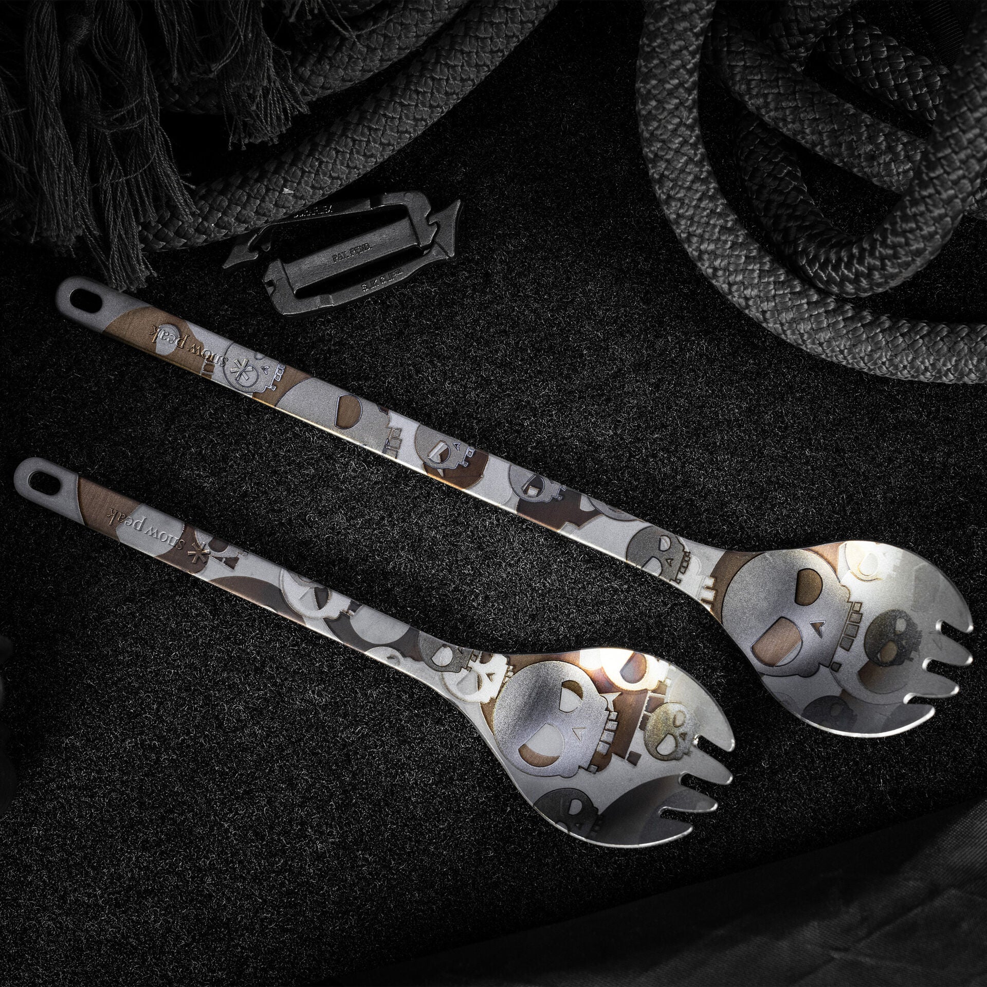Snow Peak Titanium Long Spork Mean Skull | Triple Aught Design