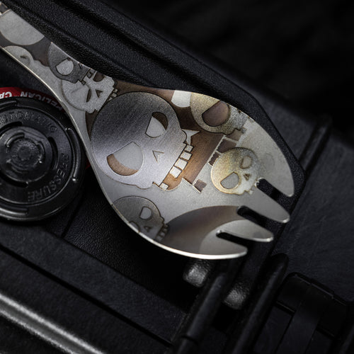 Snow Peak Titanium Long Spork Mean Skull